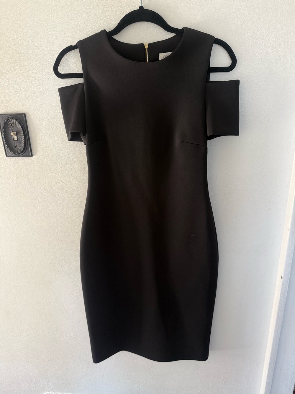 Calvin Klein Black Cold-Shoulder Sheath Dress